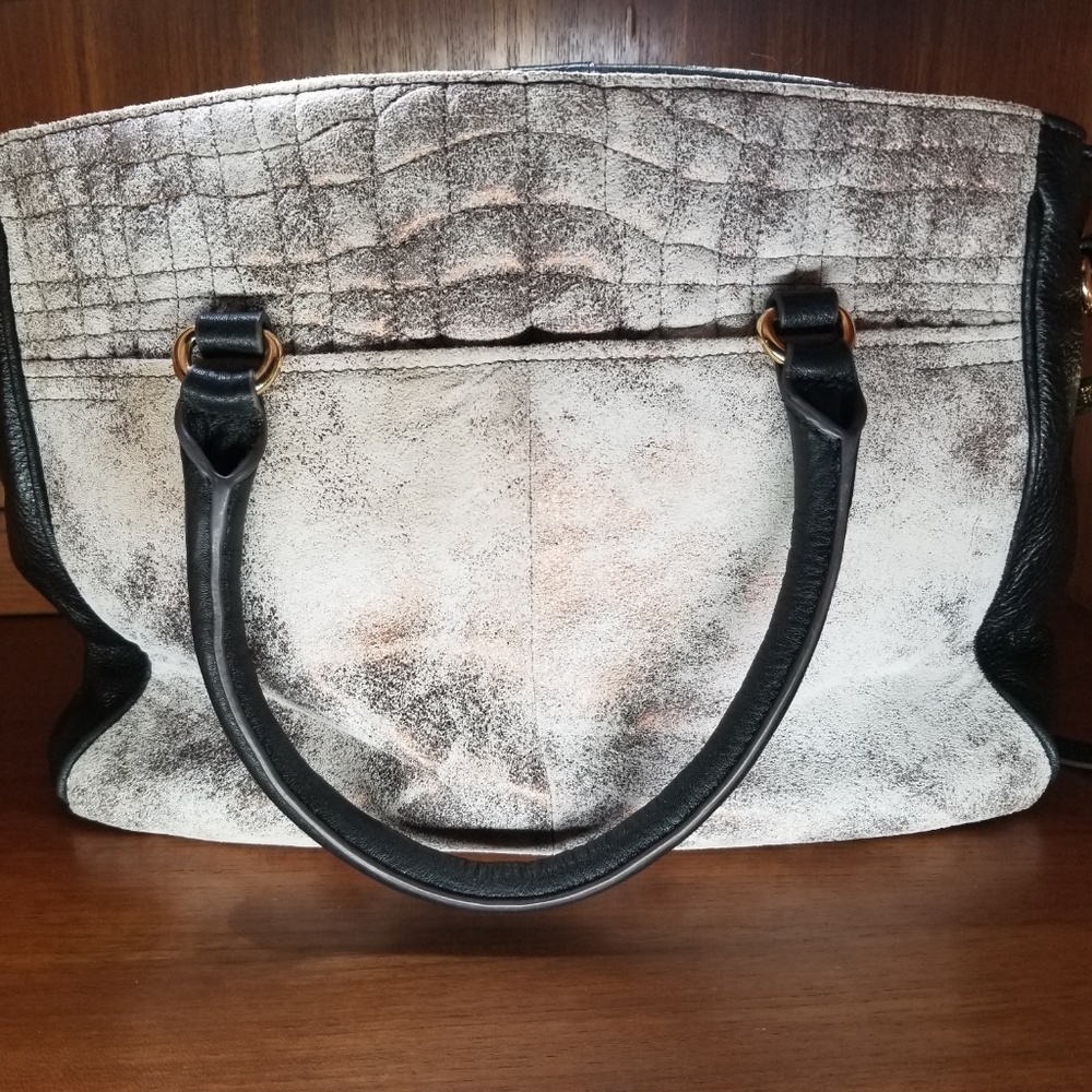 Aimee Kestenberg Handbag Gray w/ Black Leather